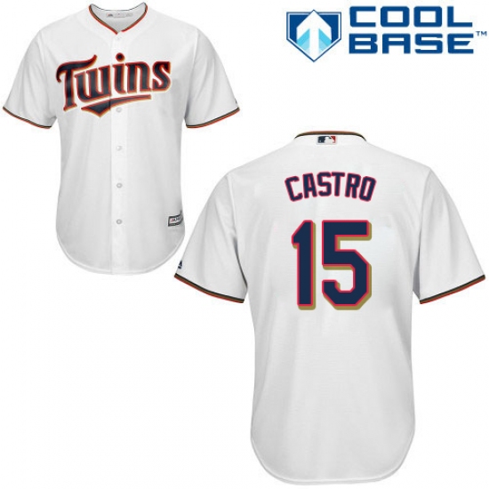 Youth Majestic Minnesota Twins 15 Jason Castro Authentic White Home Cool Base MLB Jersey