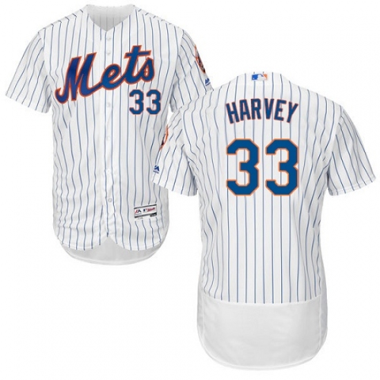 Men's Majestic New York Mets 33 Matt Harvey White Home Flex Base Authentic Collection MLB Jersey