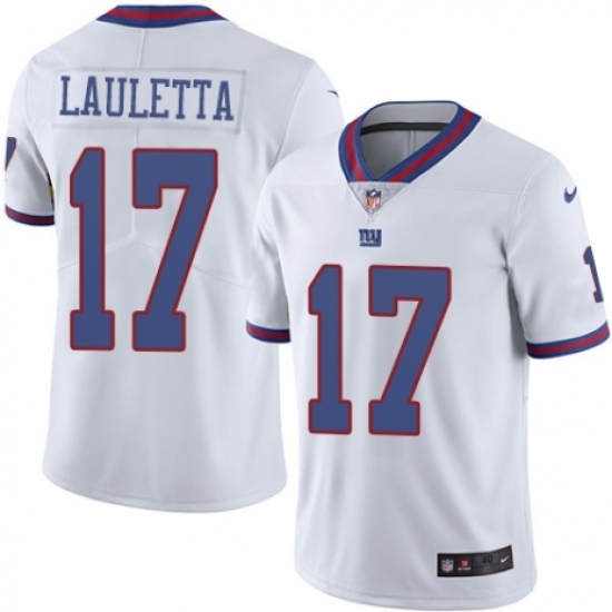 Men's Nike New York Giants 17 Kyle Lauletta Elite White Rush Vapor Untouchable NFL Jersey