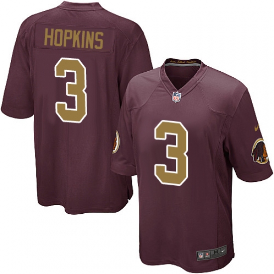 Men's Nike Washington Redskins 3 Dustin Hopkins Game Burgundy Red/Gold Number Alternate 80TH Anniversary NFL Jersey