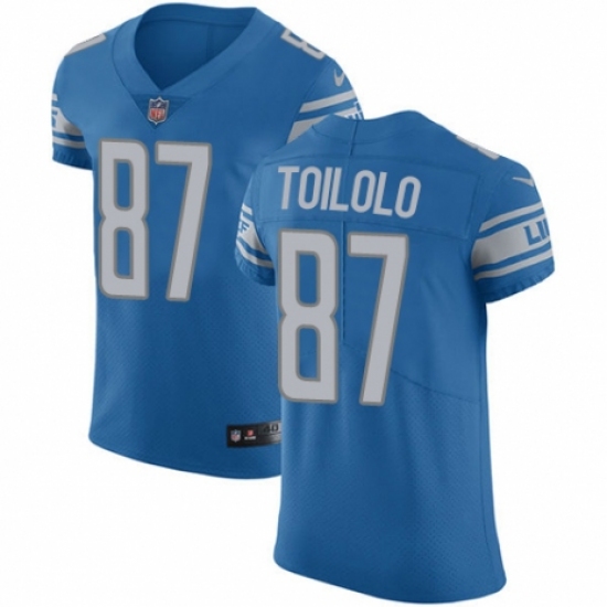 Men's Nike Detroit Lions 87 Levine Toilolo Blue Team Color Vapor Untouchable Elite Player NFL Jersey