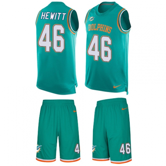 Men's Nike Miami Dolphins 46 Neville Hewitt Limited Aqua Green Tank Top Suit NFL Jersey