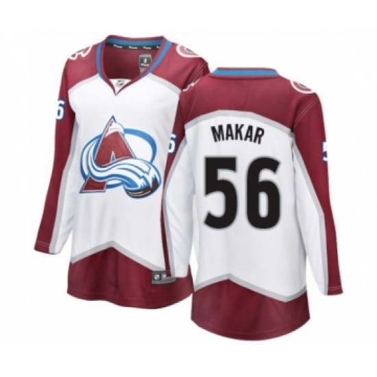 Women's Colorado Avalanche 56 Cale Makar Authentic White Away Fanatics Branded Breakaway NHL Jersey