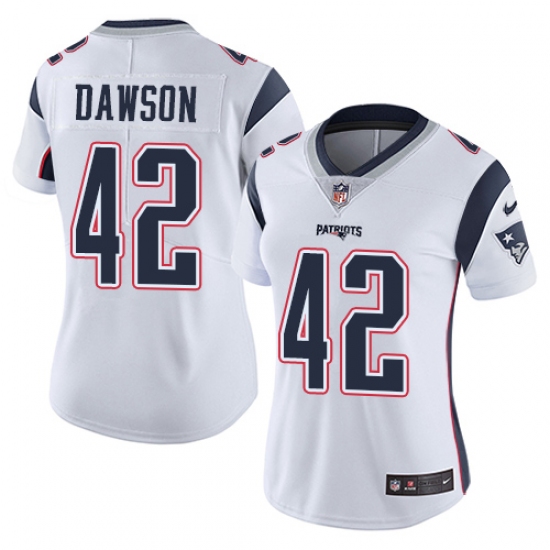 Women's Nike New England Patriots 42 Duke Dawson White Vapor Untouchable Limited Player NFL Jersey