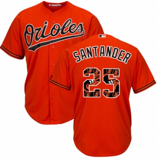 Men's Majestic Baltimore Orioles 25 Anthony Santander Authentic Orange Team Logo Fashion Cool Base MLB Jersey