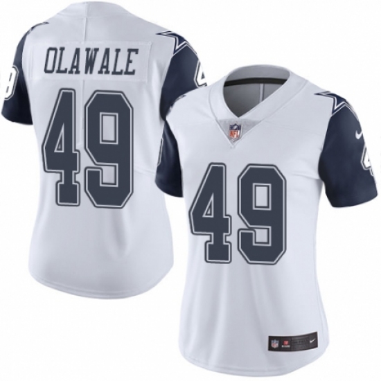 Women's Nike Dallas Cowboys 49 Jamize Olawale Limited White Rush Vapor Untouchable NFL Jersey