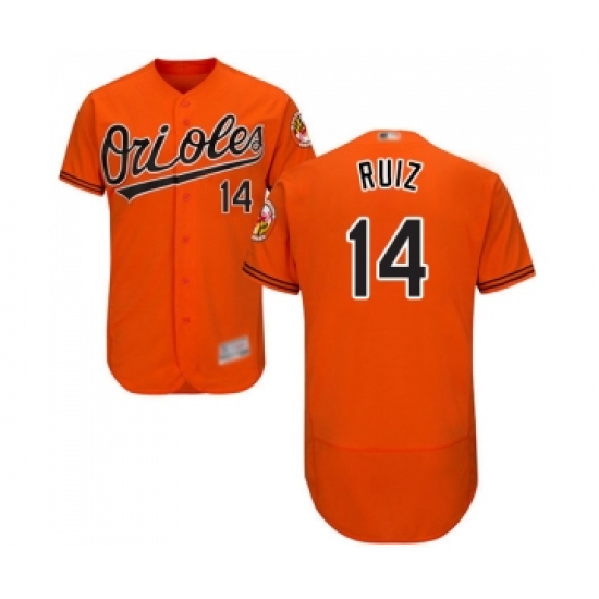 Men's Baltimore Orioles 14 Rio Ruiz Orange Alternate Flex Base Authentic Collection Baseball Jersey