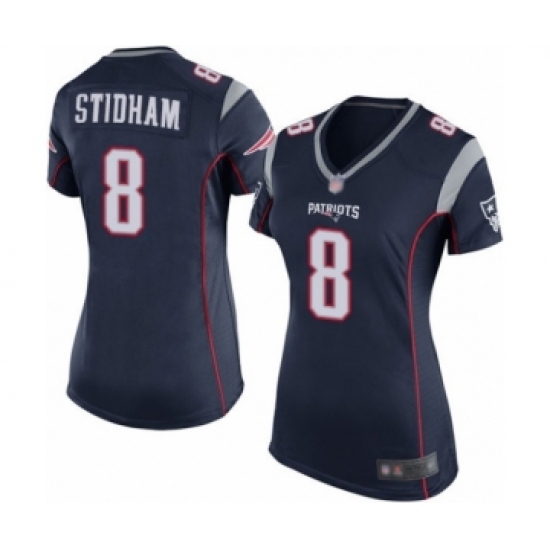 Women's New England Patriots 8 Jarrett Stidham Game Navy Blue Team Color Football Jersey