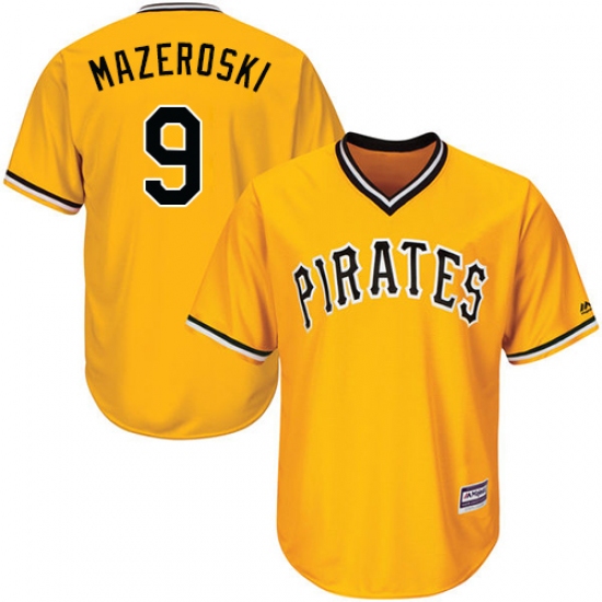 Men's Majestic Pittsburgh Pirates 9 Bill Mazeroski Replica Gold Alternate Cool Base MLB Jersey