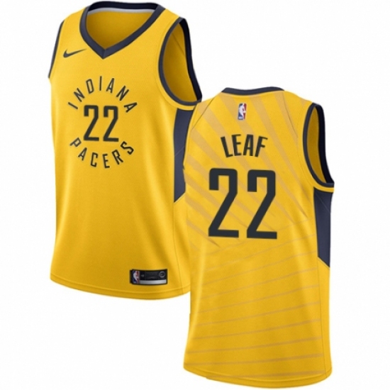 Men's Nike Indiana Pacers 22 T. J. Leaf Authentic Gold NBA Jersey Statement Edition