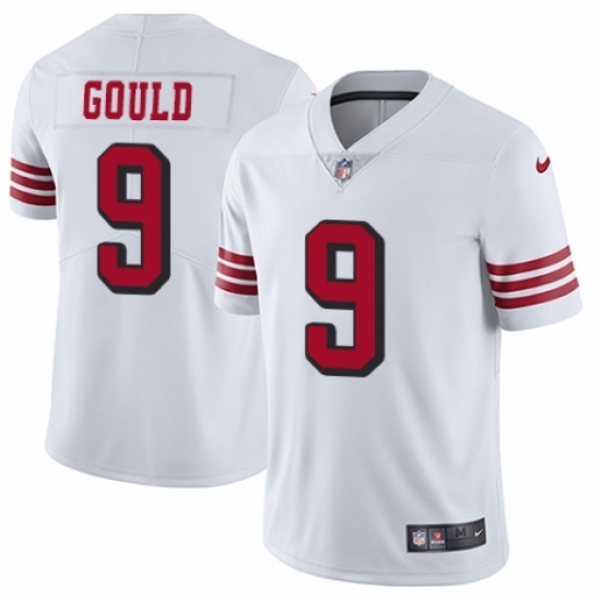 Men's Nike San Francisco 49ers 9 Robbie Gould Limited White Rush Vapor Untouchable NFL Jersey