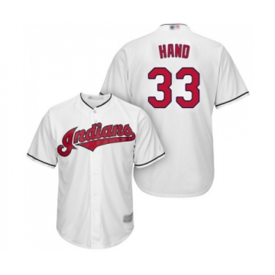 Men's Cleveland Indians 33 Brad Hand Replica White Home Cool Base Baseball Jersey