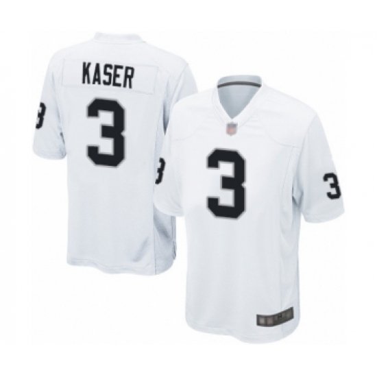 Men's Oakland Raiders 3 Drew Kaser Game White Football Jersey