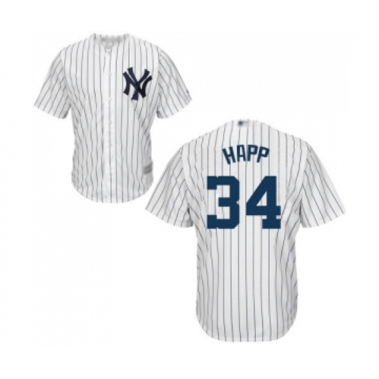 Men's New York Yankees 34 J.A. Happ Replica White Home Baseball Jersey