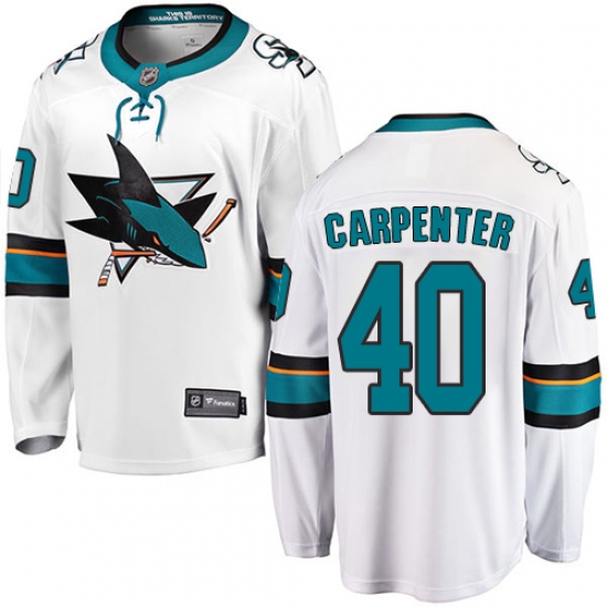 Men's San Jose Sharks 40 Ryan Carpenter Fanatics Branded White Away Breakaway NHL Jersey