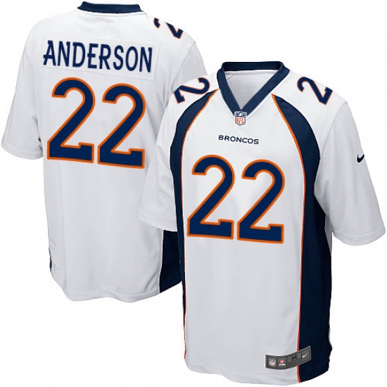 Men's Nike Denver Broncos 22 C.J. Anderson Game White NFL Jersey