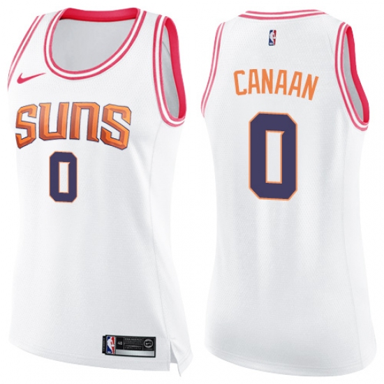 Women's Nike Phoenix Suns 0 Isaiah Canaan Swingman White Pink Fashion NBA Jersey