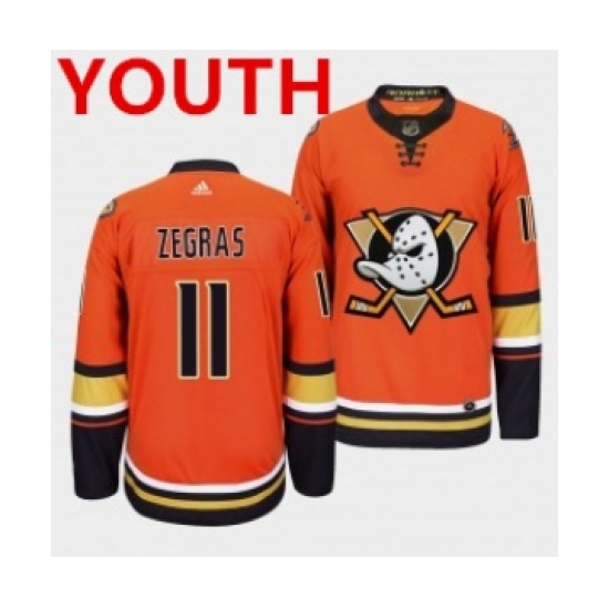 Youth Anaheim Ducks 11 Trevor Zegras Orange Authentic Adidas Jersey