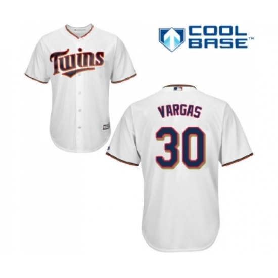 Youth Minnesota Twins 30 Kennys Vargas Replica White Home Cool Base Baseball Jersey