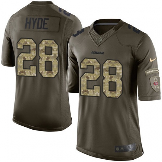 Youth Nike San Francisco 49ers 28 Carlos Hyde Elite Green Salute to Service NFL Jersey