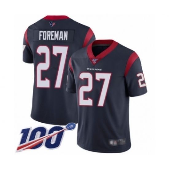 Men's Houston Texans 27 D'Onta Foreman Navy Blue Team Color Vapor Untouchable Limited Player 100th Season Football Jersey