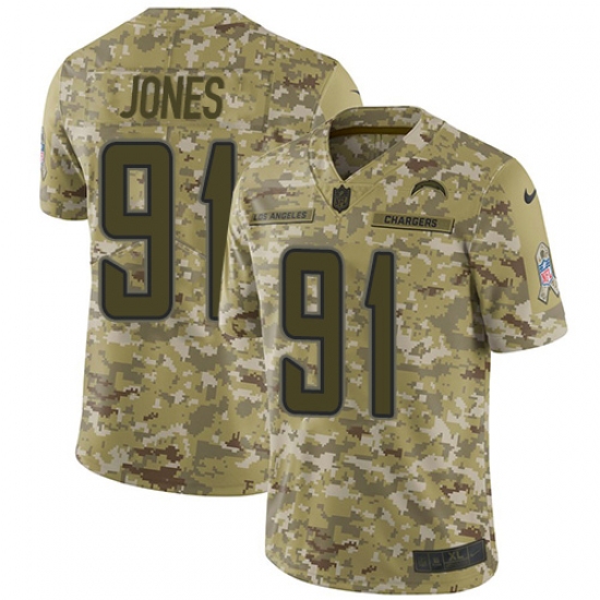 Men's Nike Los Angeles Chargers 91 Justin Jones Limited Camo 2018 Salute to Service NFL Jersey