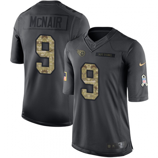 Men's Nike Tennessee Titans 9 Steve McNair Limited Black 2016 Salute to Service NFL Jersey