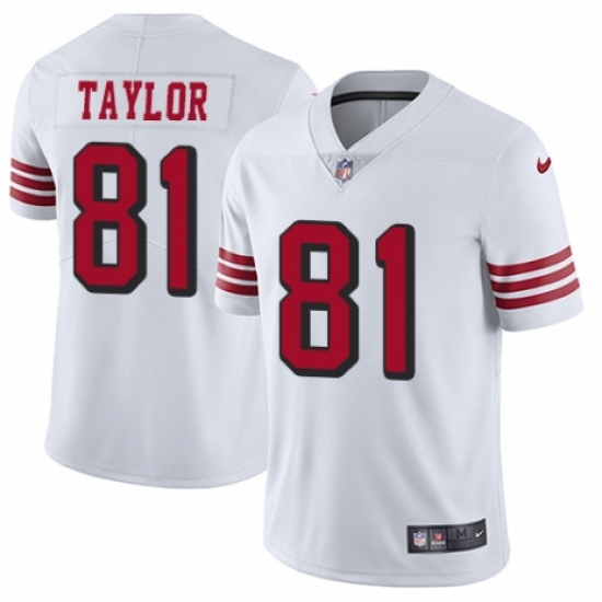 Men's Nike San Francisco 49ers 81 Trent Taylor Elite White Rush Vapor Untouchable NFL Jersey