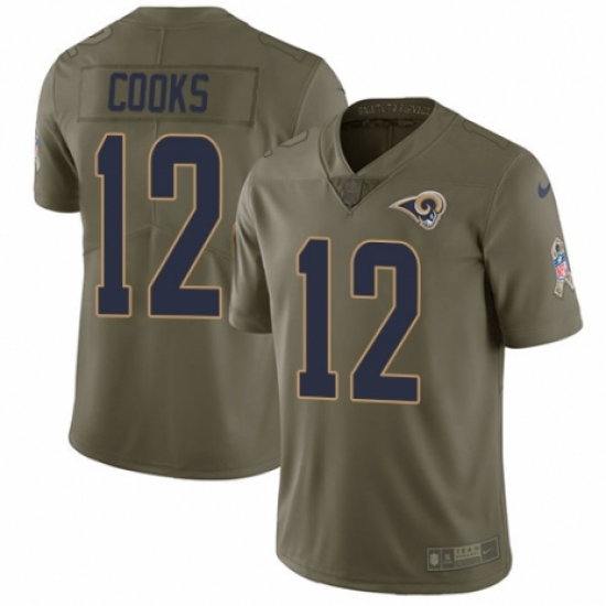 Men's Nike Los Angeles Rams 12 Brandin Cooks Limited Olive 2017 Salute to Service NFL Jersey