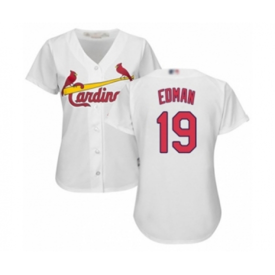 Women's St. Louis Cardinals 19 Tommy Edman Authentic White Home Cool Base Baseball Player Jersey