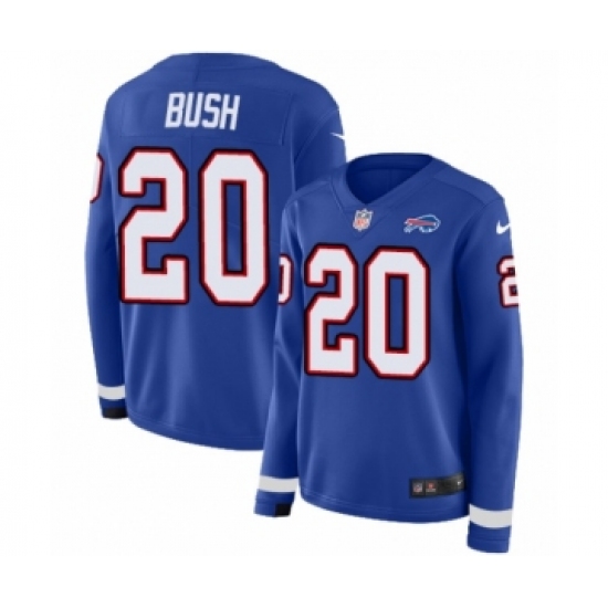 Women's Nike Buffalo Bills 20 Rafael Bush Limited Royal Blue Therma Long Sleeve NFL Jersey