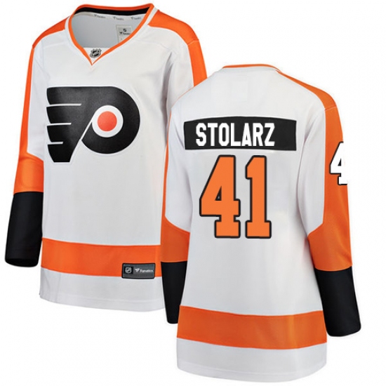Women's Philadelphia Flyers 41 Anthony Stolarz Fanatics Branded White Away Breakaway NHL Jersey