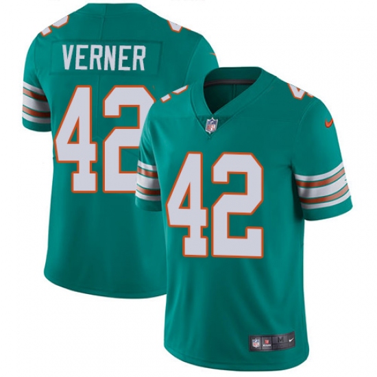 Youth Nike Miami Dolphins 42 Alterraun Verner Aqua Green Alternate Vapor Untouchable Limited Player NFL Jersey