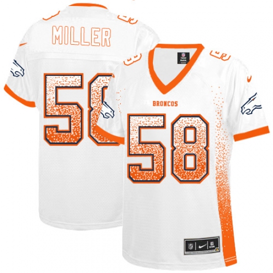 Women's Nike Denver Broncos 58 Von Miller Elite White Drift Fashion NFL Jersey