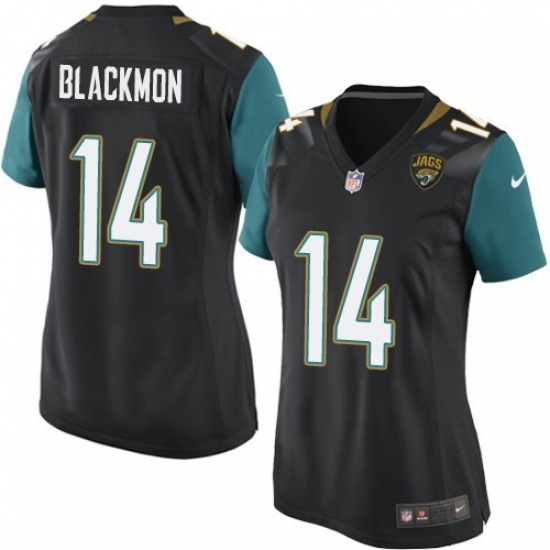 Women's Nike Jacksonville Jaguars 14 Justin Blackmon Game Black Alternate NFL Jersey