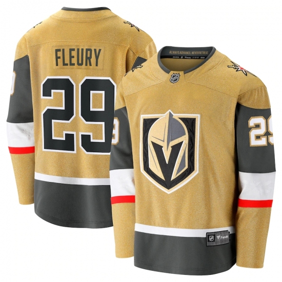 Men's Vegas Golden Knights 29 Marc-Andre Fleury Fanatics Branded Gold 2020-21 Alternate Premier Breakaway Player Jersey