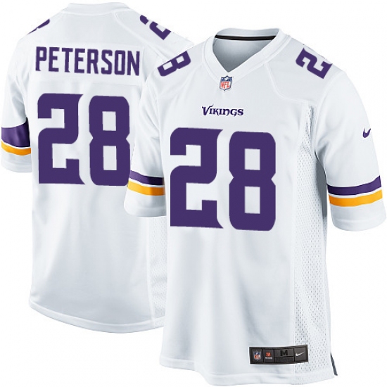 Men's Nike Minnesota Vikings 28 Adrian Peterson Game White NFL Jersey