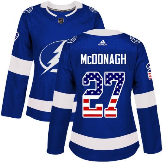 Women's Adidas Tampa Bay Lightning 27 Ryan McDonagh Authentic Blue USA Flag Fashion NHL Jersey