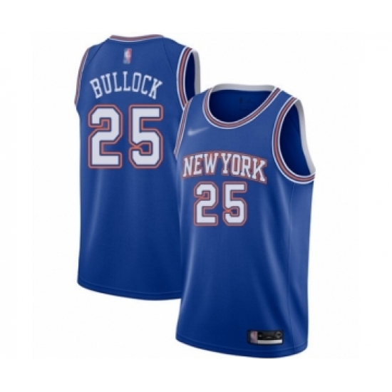 Men's New York Knicks 25 Reggie Bullock Authentic Blue Basketball Jersey - Statement Edition
