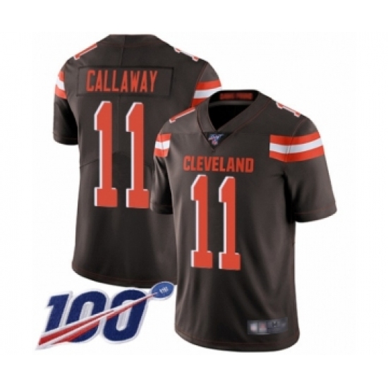 Men's Cleveland Browns 11 Antonio Callaway Brown Team Color Vapor Untouchable Limited Player 100th Season Football Jersey