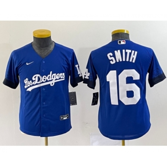Women's Nike Los Angeles Dodgers 16 Will Smith Blue Stitched Cool Base Jersey