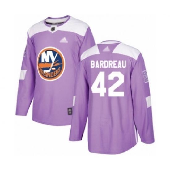 Youth New York Islanders 42 Cole Bardreau Authentic Purple Fights Cancer Practice Hockey Jersey