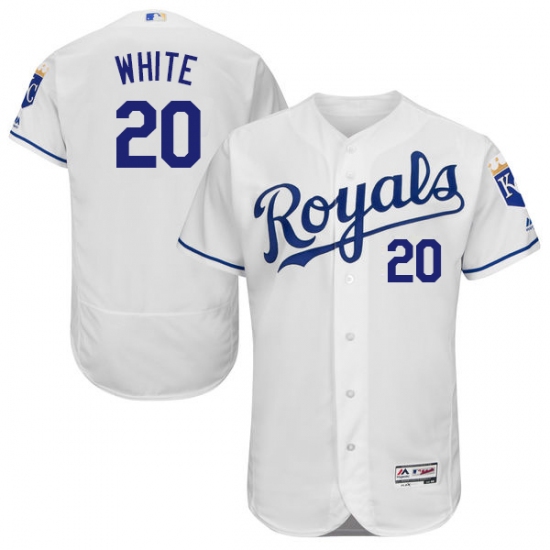 Men's Majestic Kansas City Royals 20 Frank White White Flexbase Authentic Collection MLB Jersey