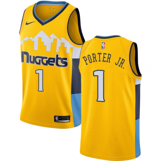 Men's Nike Denver Nuggets 1 Michael Porter Jr. Yellow NBA Swingman Statement Edition Jersey