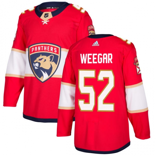 Men's Adidas Florida Panthers 52 MacKenzie Weegar Premier Red Home NHL Jersey