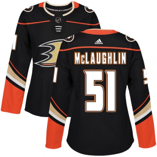 Women's Adidas Anaheim Ducks 51 Blake McLaughlin Authentic Black Home NHL Jersey