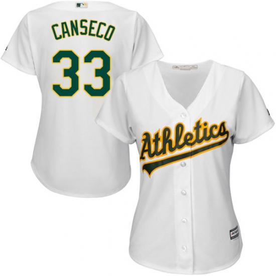 Women's Majestic Oakland Athletics 33 Jose Canseco Authentic White Home Cool Base MLB Jersey