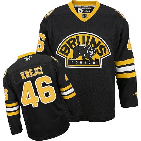Women's Reebok Boston Bruins 46 David Krejci Authentic Black Third NHL Jersey