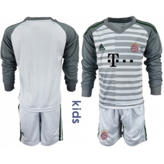 Bayern Munchen Blank Grey Goalkeeper Long Sleeves Kid Soccer Club Jersey