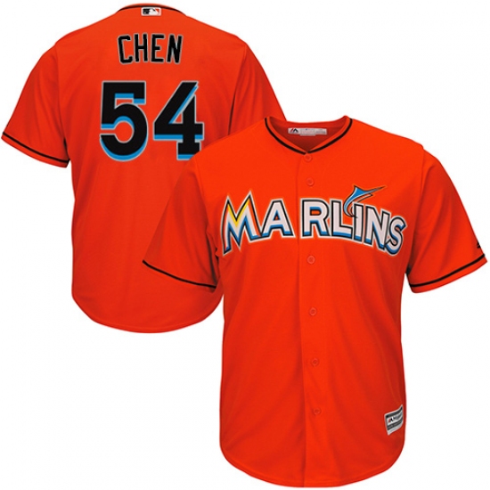 Men's Majestic Miami Marlins 54 Wei-Yin Chen Replica Orange Alternate 1 Cool Base MLB Jersey